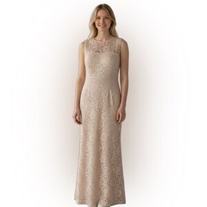 Sally Beige Sequins Lace‎ Belted Bodycon Mermaid Dress​​​​